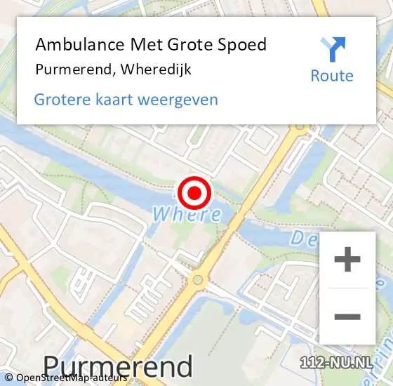 Locatie op kaart van de 112 melding: Ambulance Met Grote Spoed Naar Purmerend, Wheredijk op 21 oktober 2023 01:17