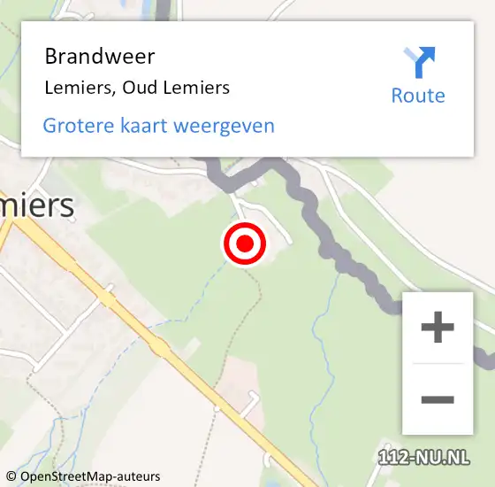 Locatie op kaart van de 112 melding: Brandweer Lemiers, Oud Lemiers op 12 september 2014 11:04