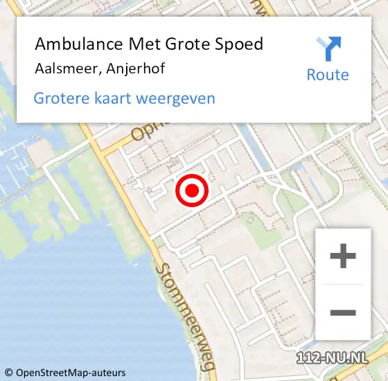 Locatie op kaart van de 112 melding: Ambulance Met Grote Spoed Naar Aalsmeer, Anjerhof op 21 oktober 2023 02:27