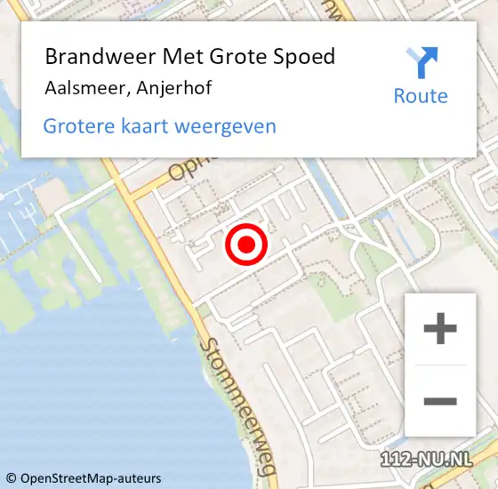 Locatie op kaart van de 112 melding: Brandweer Met Grote Spoed Naar Aalsmeer, Anjerhof op 21 oktober 2023 02:42