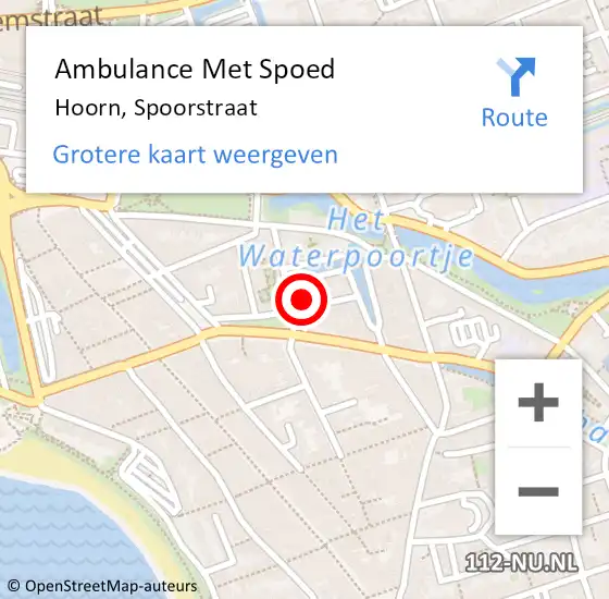 Locatie op kaart van de 112 melding: Ambulance Met Spoed Naar Hoorn, Spoorstraat op 21 oktober 2023 02:52