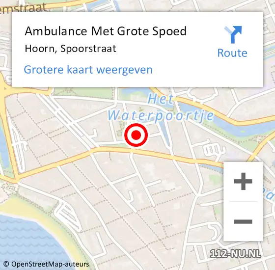 Locatie op kaart van de 112 melding: Ambulance Met Grote Spoed Naar Hoorn, Spoorstraat op 21 oktober 2023 02:53