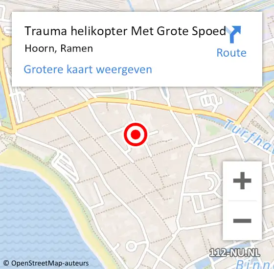 Locatie op kaart van de 112 melding: Trauma helikopter Met Grote Spoed Naar Hoorn, Ramen op 21 oktober 2023 02:53