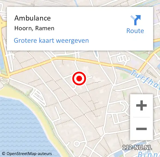 Locatie op kaart van de 112 melding: Ambulance Hoorn, Ramen op 21 oktober 2023 03:18