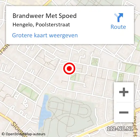 Locatie op kaart van de 112 melding: Brandweer Met Spoed Naar Hengelo, Poolsterstraat op 21 oktober 2023 03:39
