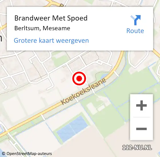 Locatie op kaart van de 112 melding: Brandweer Met Spoed Naar Berltsum, Meseame op 21 oktober 2023 04:06