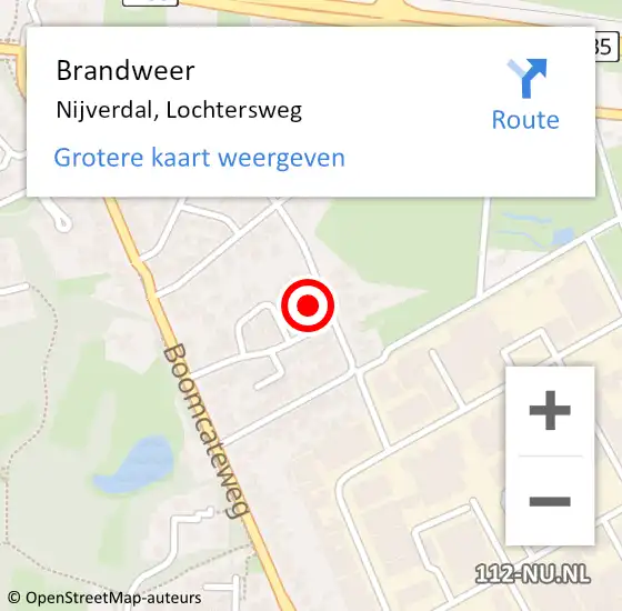 Locatie op kaart van de 112 melding: Brandweer Nijverdal, Lochtersweg op 21 oktober 2023 04:44