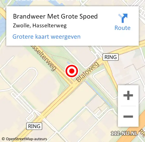 Locatie op kaart van de 112 melding: Brandweer Met Grote Spoed Naar Zwolle, Hasselterweg op 21 oktober 2023 04:45