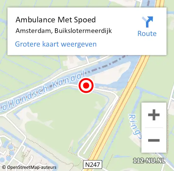 Locatie op kaart van de 112 melding: Ambulance Met Spoed Naar Amsterdam, Buikslotermeerdijk op 21 oktober 2023 06:05