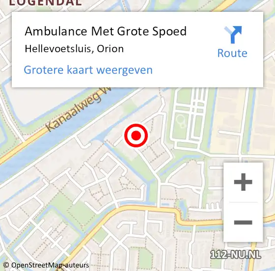 Locatie op kaart van de 112 melding: Ambulance Met Grote Spoed Naar Hellevoetsluis, Orion op 21 oktober 2023 07:34