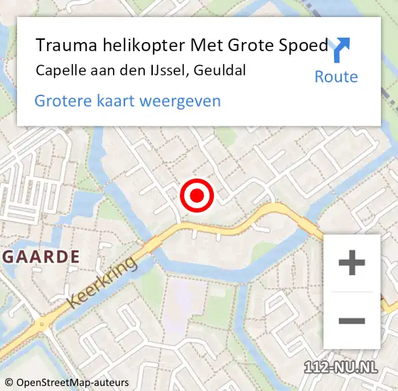 Locatie op kaart van de 112 melding: Trauma helikopter Met Grote Spoed Naar Capelle aan den IJssel, Geuldal op 21 oktober 2023 07:47