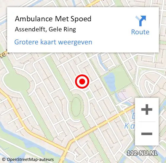 Locatie op kaart van de 112 melding: Ambulance Met Spoed Naar Assendelft, Gele Ring op 21 oktober 2023 07:54