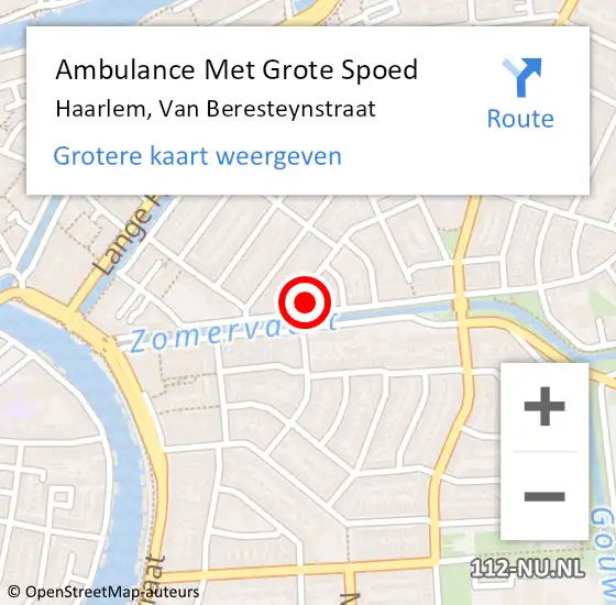 Locatie op kaart van de 112 melding: Ambulance Met Grote Spoed Naar Haarlem, Van Beresteynstraat op 21 oktober 2023 08:27