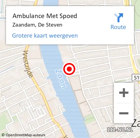 Locatie op kaart van de 112 melding: Ambulance Met Spoed Naar Zaandam, De Steven op 21 oktober 2023 08:30
