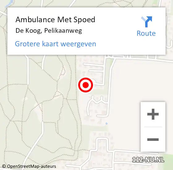 Locatie op kaart van de 112 melding: Ambulance Met Spoed Naar De Koog, Pelikaanweg op 21 oktober 2023 08:35