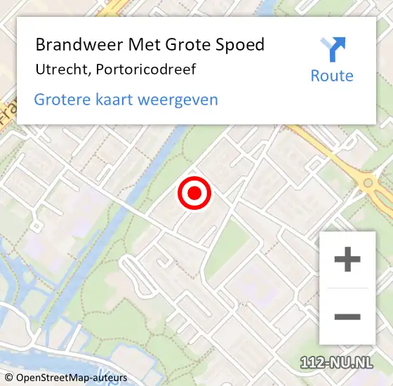 Locatie op kaart van de 112 melding: Brandweer Met Grote Spoed Naar Utrecht, Portoricodreef op 21 oktober 2023 08:37