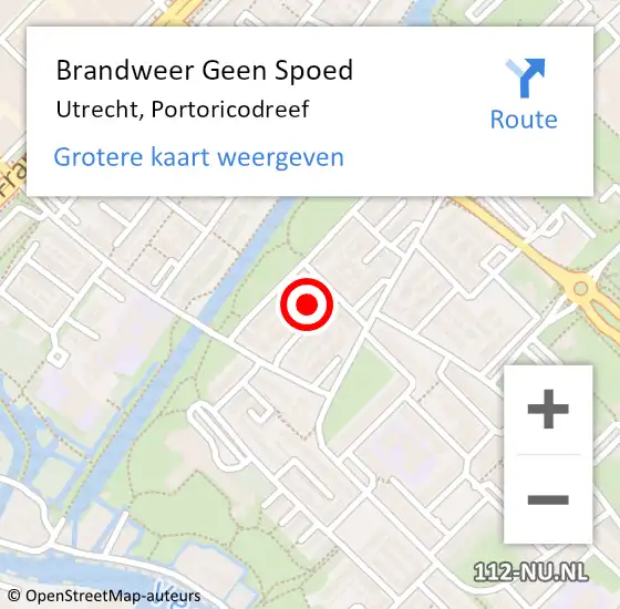 Locatie op kaart van de 112 melding: Brandweer Geen Spoed Naar Utrecht, Portoricodreef op 21 oktober 2023 08:38