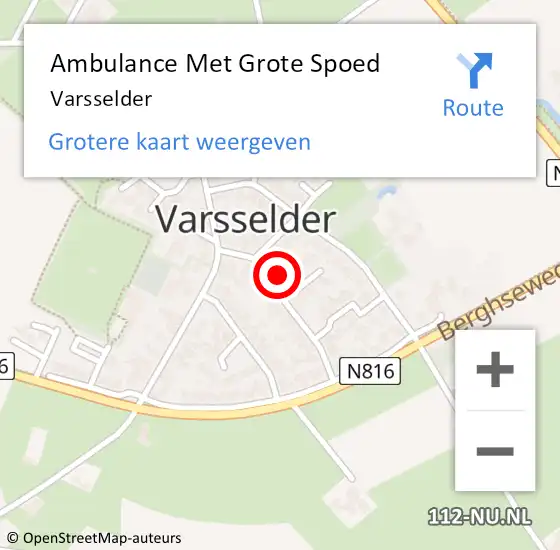 Locatie op kaart van de 112 melding: Ambulance Met Grote Spoed Naar Varsselder op 21 oktober 2023 08:48