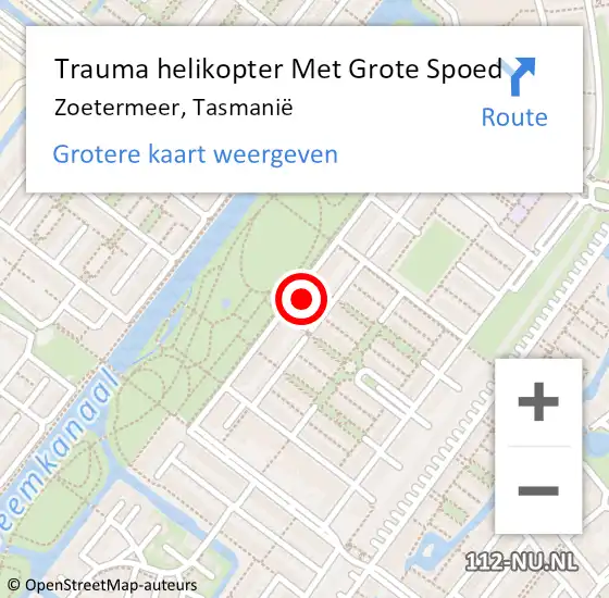 Locatie op kaart van de 112 melding: Trauma helikopter Met Grote Spoed Naar Zoetermeer, Tasmanië op 21 oktober 2023 08:49