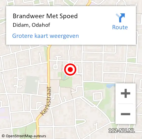 Locatie op kaart van de 112 melding: Brandweer Met Spoed Naar Didam, Odahof op 21 oktober 2023 09:09