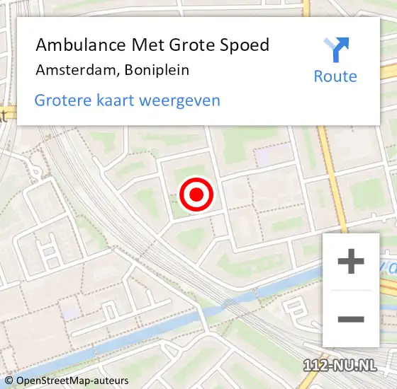 Locatie op kaart van de 112 melding: Ambulance Met Grote Spoed Naar Amsterdam, Boniplein op 21 oktober 2023 09:27