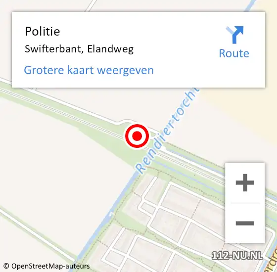 Locatie op kaart van de 112 melding: Politie Swifterbant, Elandweg op 21 oktober 2023 09:36