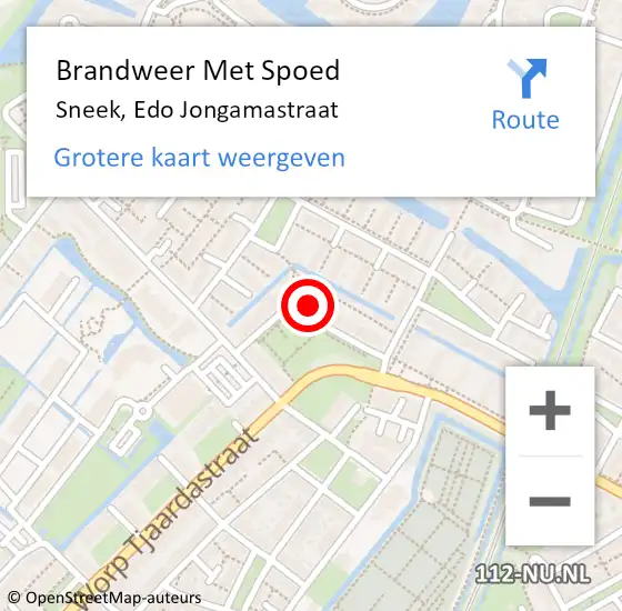 Locatie op kaart van de 112 melding: Brandweer Met Spoed Naar Sneek, Edo Jongamastraat op 21 oktober 2023 10:12