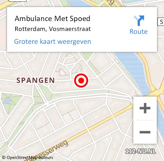 Locatie op kaart van de 112 melding: Ambulance Met Spoed Naar Rotterdam, Vosmaerstraat op 21 oktober 2023 10:19