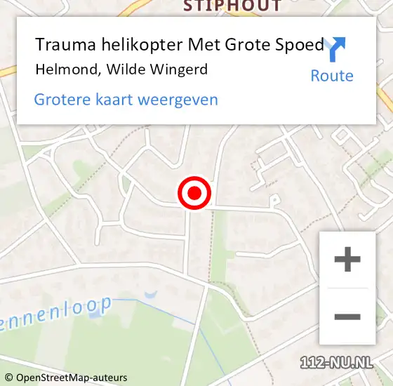 Locatie op kaart van de 112 melding: Trauma helikopter Met Grote Spoed Naar Helmond, Wilde Wingerd op 21 oktober 2023 10:24