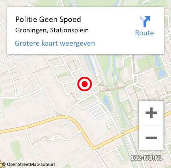 Locatie op kaart van de 112 melding: Politie Geen Spoed Naar Groningen, Stationsplein op 21 oktober 2023 10:26