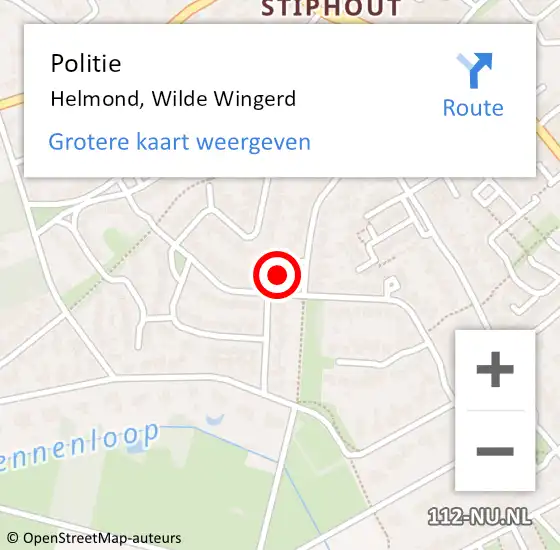 Locatie op kaart van de 112 melding: Politie Helmond, Wilde Wingerd op 21 oktober 2023 10:29