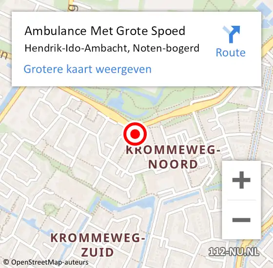 Locatie op kaart van de 112 melding: Ambulance Met Grote Spoed Naar Hendrik-Ido-Ambacht, Noten-bogerd op 21 oktober 2023 10:48