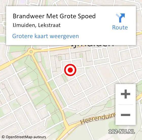 Locatie op kaart van de 112 melding: Brandweer Met Grote Spoed Naar IJmuiden, Lekstraat op 21 oktober 2023 10:53