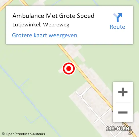 Locatie op kaart van de 112 melding: Ambulance Met Grote Spoed Naar Lutjewinkel, Weereweg op 21 oktober 2023 11:46