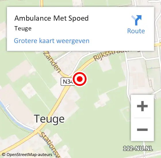 Locatie op kaart van de 112 melding: Ambulance Met Spoed Naar Teuge op 21 oktober 2023 11:46