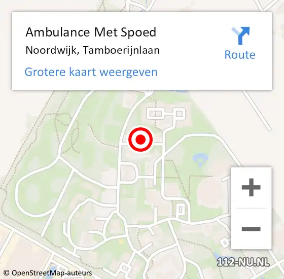 Locatie op kaart van de 112 melding: Ambulance Met Spoed Naar Noordwijk, Tamboerijnlaan op 21 oktober 2023 12:01