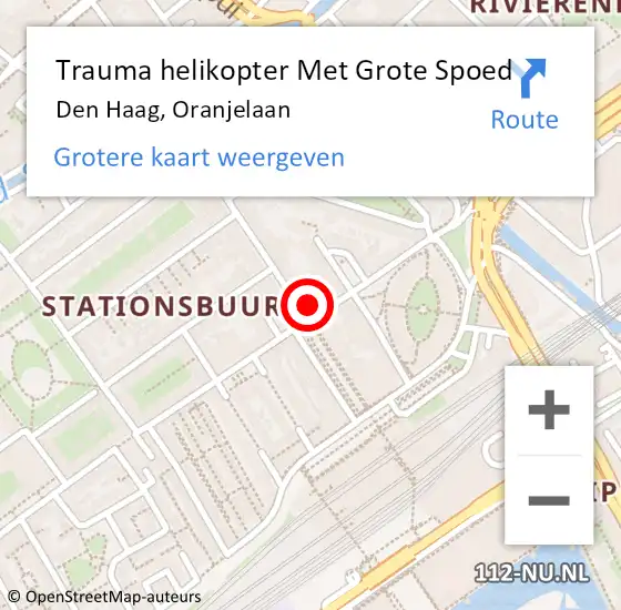 Locatie op kaart van de 112 melding: Trauma helikopter Met Grote Spoed Naar Den Haag, Oranjelaan op 21 oktober 2023 12:15