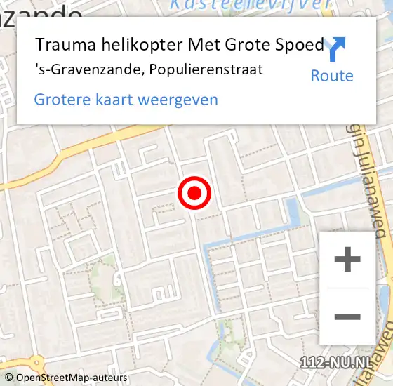 Locatie op kaart van de 112 melding: Trauma helikopter Met Grote Spoed Naar 's-Gravenzande, Populierenstraat op 21 oktober 2023 12:16