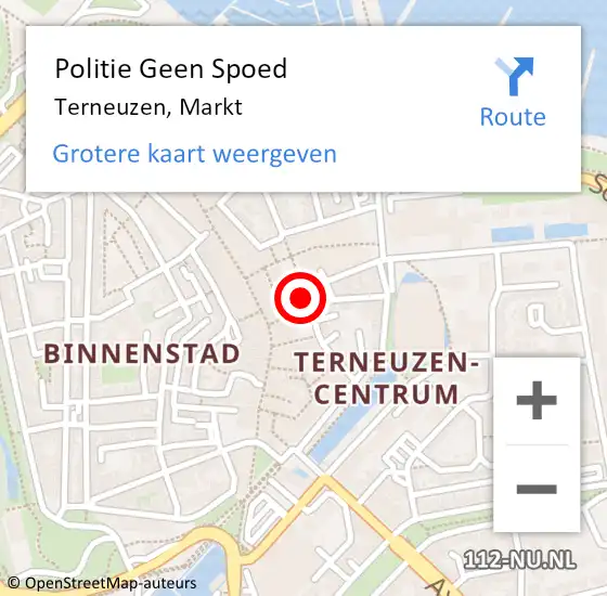 Locatie op kaart van de 112 melding: Politie Geen Spoed Naar Terneuzen, Markt op 21 oktober 2023 12:30