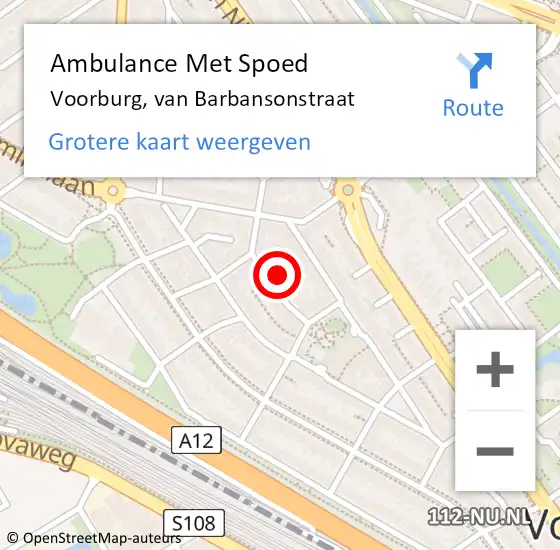 Locatie op kaart van de 112 melding: Ambulance Met Spoed Naar Voorburg, van Barbansonstraat op 21 oktober 2023 12:53