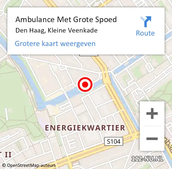 Locatie op kaart van de 112 melding: Ambulance Met Grote Spoed Naar Den Haag, Kleine Veenkade op 21 oktober 2023 13:39