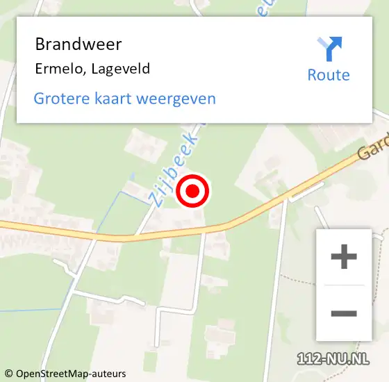 Locatie op kaart van de 112 melding: Brandweer Ermelo, Lageveld op 21 oktober 2023 13:47