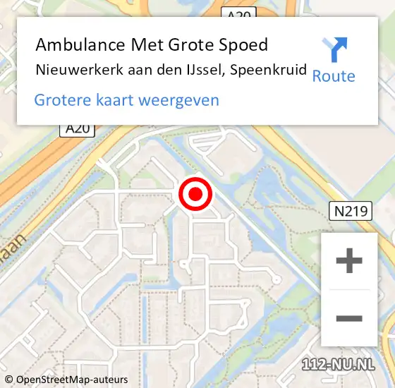 Locatie op kaart van de 112 melding: Ambulance Met Grote Spoed Naar Nieuwerkerk aan den IJssel, Speenkruid op 21 oktober 2023 14:04