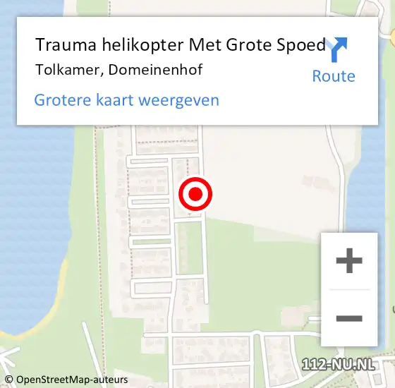 Locatie op kaart van de 112 melding: Trauma helikopter Met Grote Spoed Naar Tolkamer, Domeinenhof op 21 oktober 2023 14:37