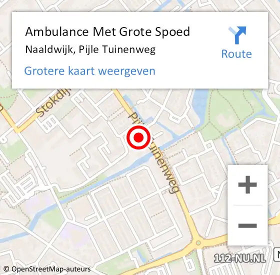 Locatie op kaart van de 112 melding: Ambulance Met Grote Spoed Naar Naaldwijk, Pijle Tuinenweg op 21 oktober 2023 14:37