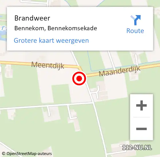 Locatie op kaart van de 112 melding: Brandweer Bennekom, Bennekomsekade op 21 oktober 2023 15:01