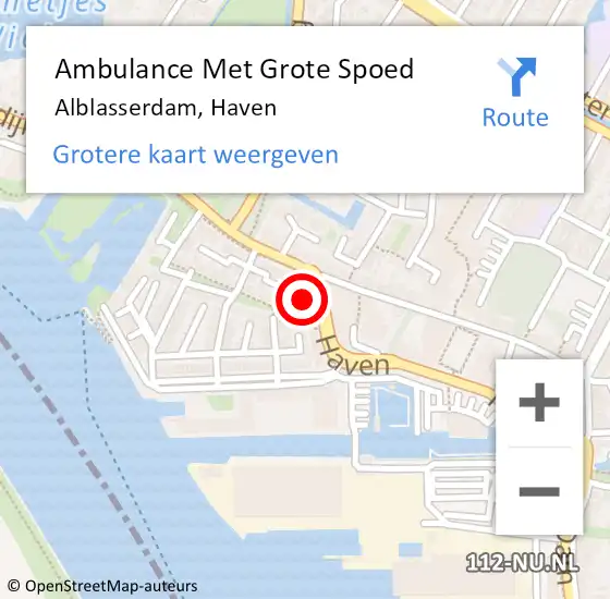 Locatie op kaart van de 112 melding: Ambulance Met Grote Spoed Naar Alblasserdam, Haven op 21 oktober 2023 15:11