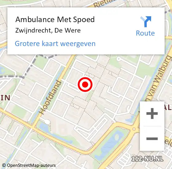 Locatie op kaart van de 112 melding: Ambulance Met Spoed Naar Zwijndrecht, De Were op 21 oktober 2023 15:25