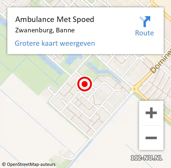 Locatie op kaart van de 112 melding: Ambulance Met Spoed Naar Zwanenburg, Banne op 21 oktober 2023 15:35
