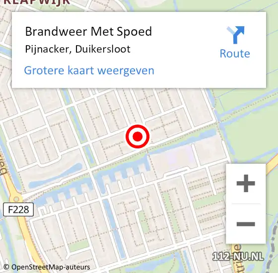 Locatie op kaart van de 112 melding: Brandweer Met Spoed Naar Pijnacker, Duikersloot op 21 oktober 2023 15:57